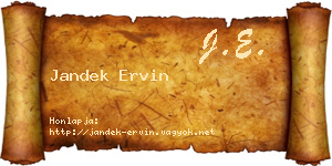 Jandek Ervin névjegykártya